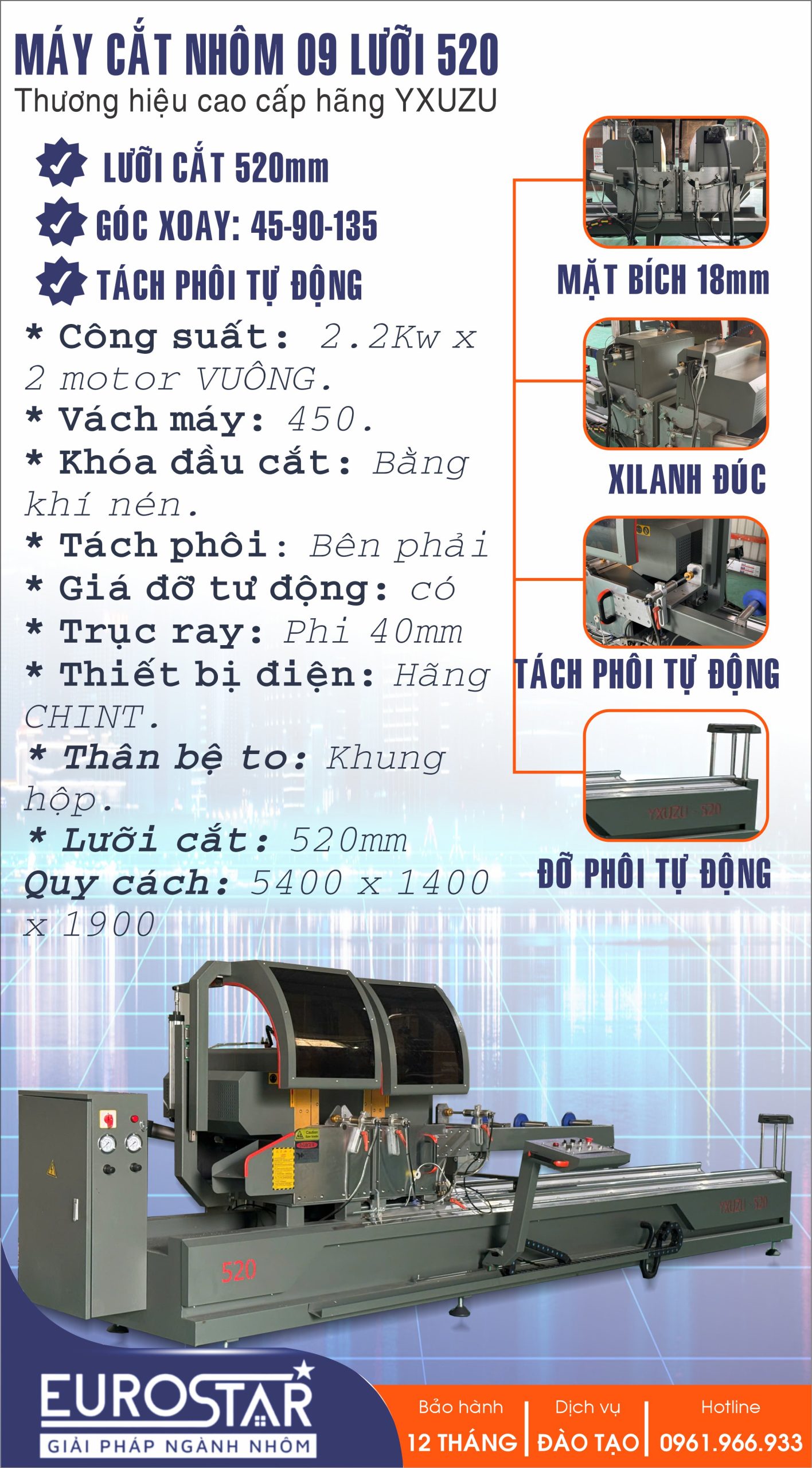 Máy Cắt Nhôm 2 Đầu 520
