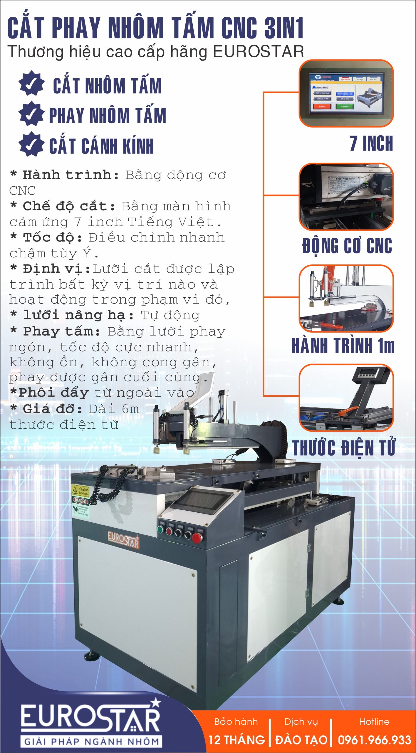 máy cắt nhôm 3 chức năng