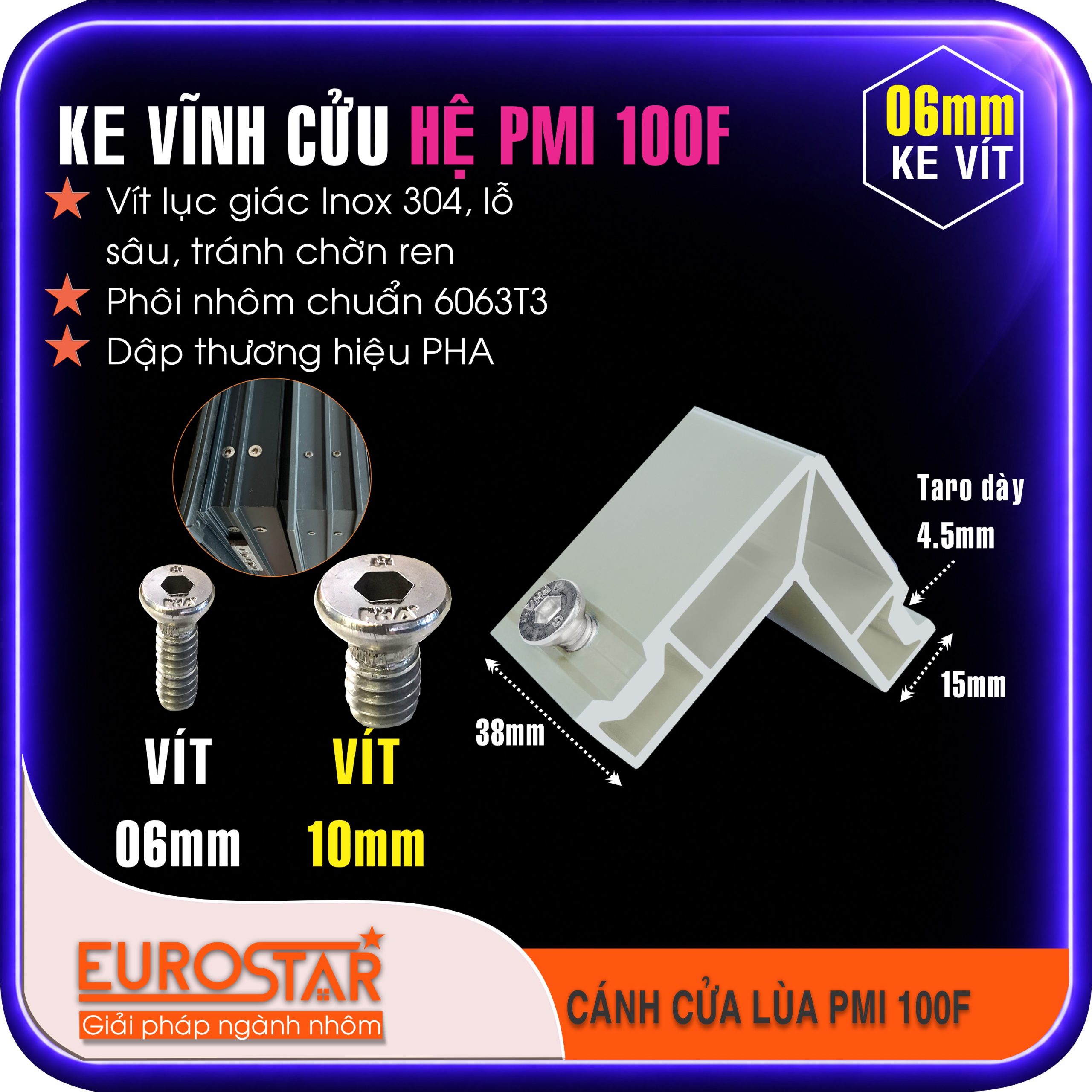 Ke Vĩnh Cửu 6mm Nhôm PMI Ke Vĩnh Cửu 6mm Nhôm PMI