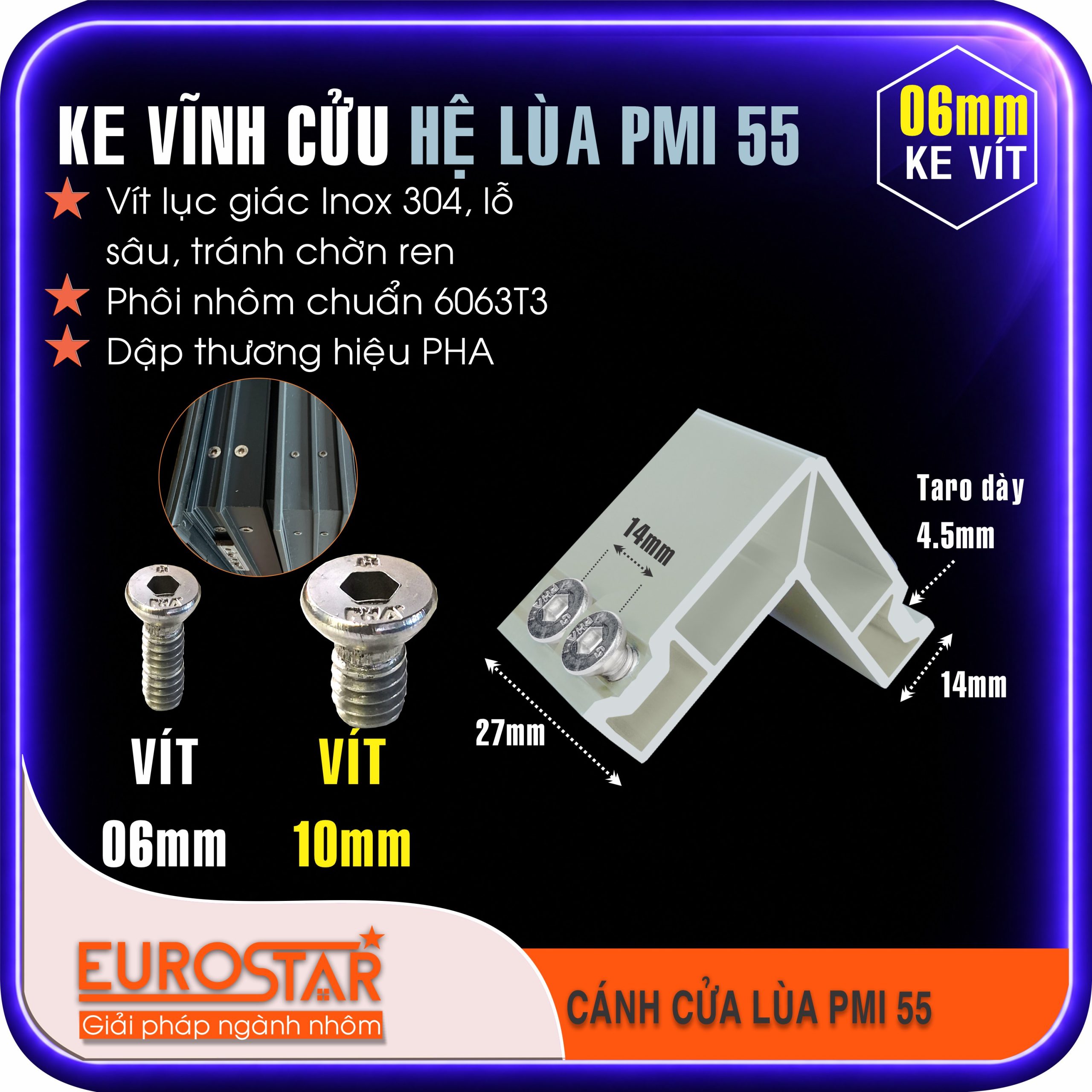 Ke Vĩnh Cửu 6mm Nhôm PMI Ke Vĩnh Cửu 6mm Nhôm PMI