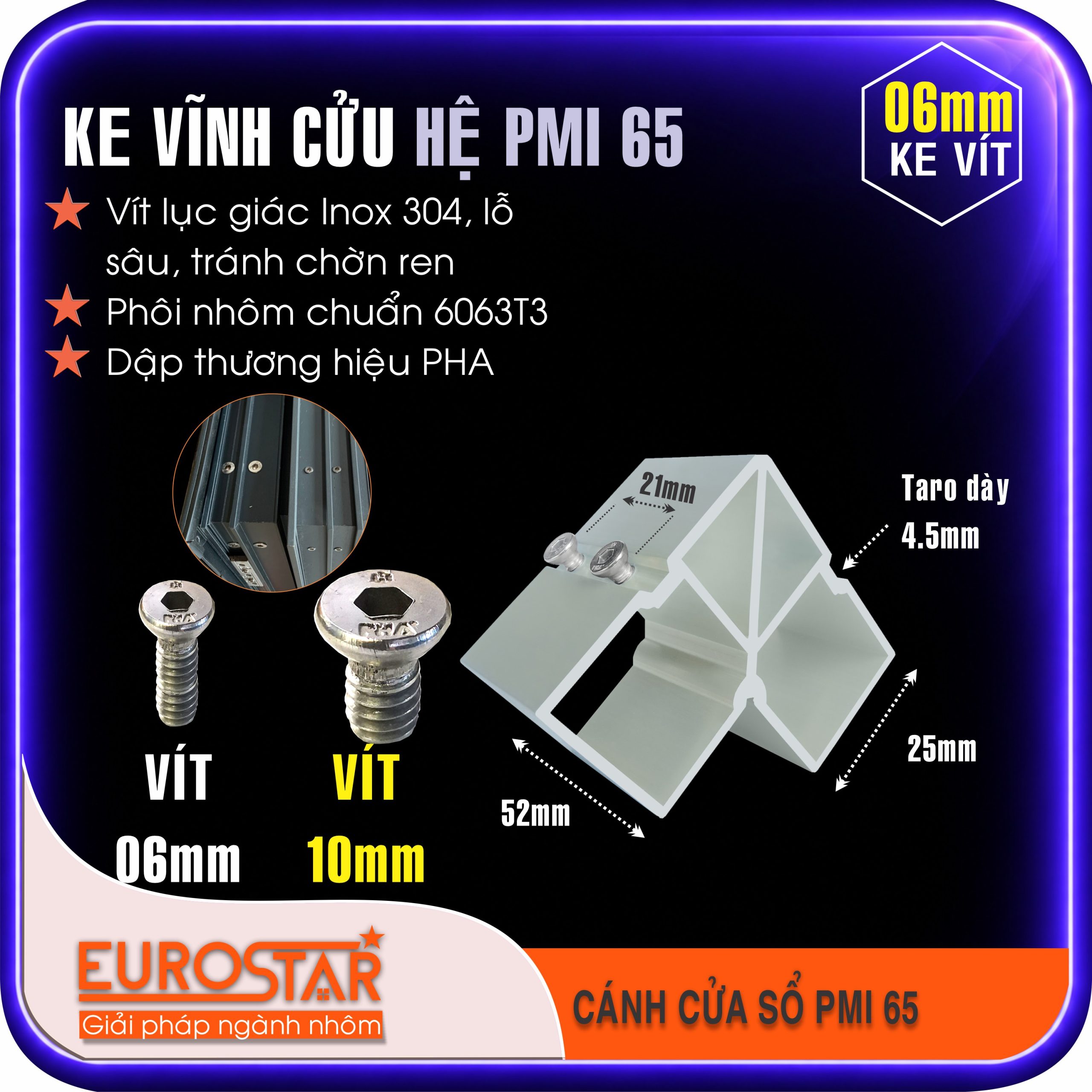 Ke Vĩnh Cửu 6mm Nhôm PMI Ke Vĩnh Cửu 6mm Nhôm PMI