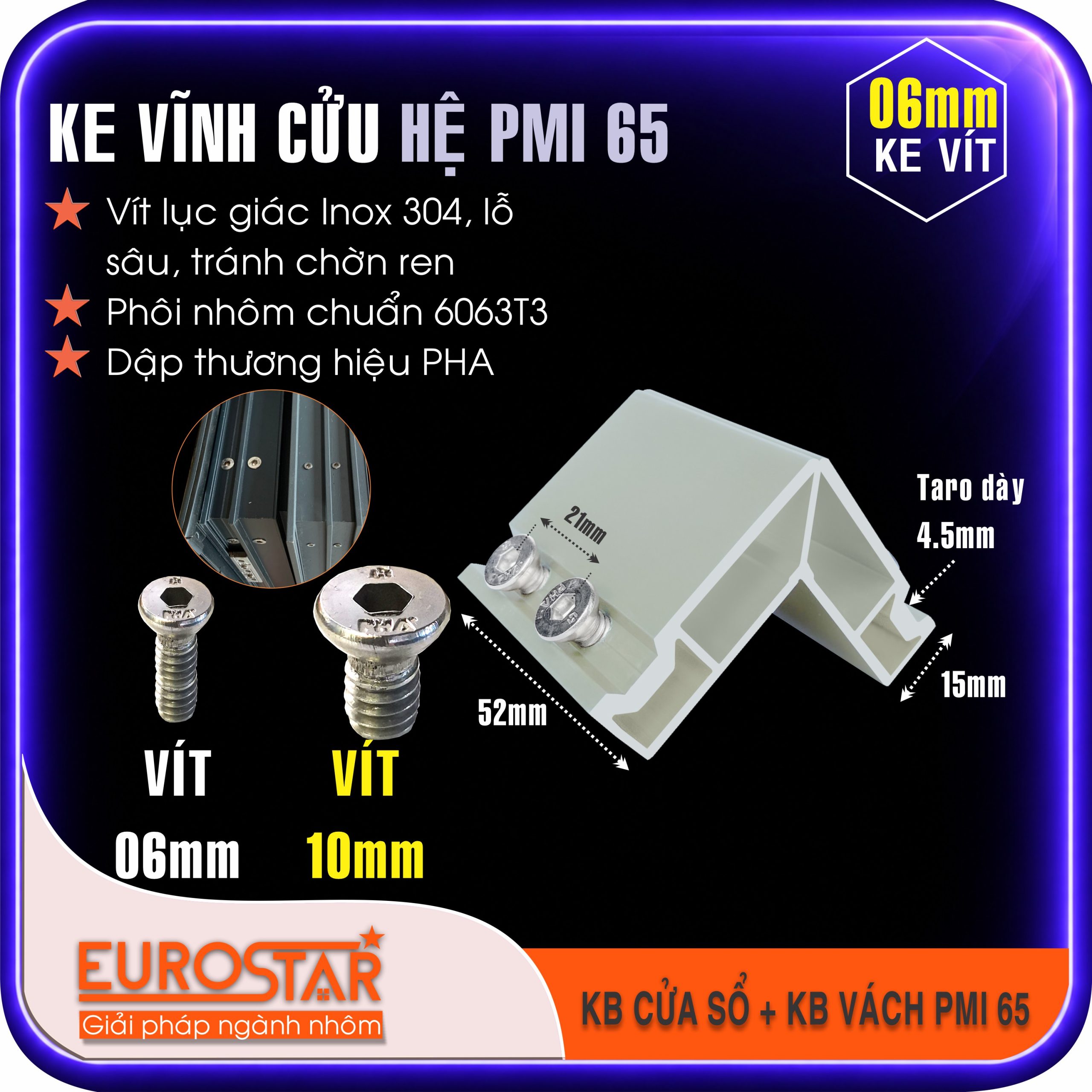 Ke Vĩnh Cửu 6mm Nhôm PMI Ke Vĩnh Cửu 6mm Nhôm PMI