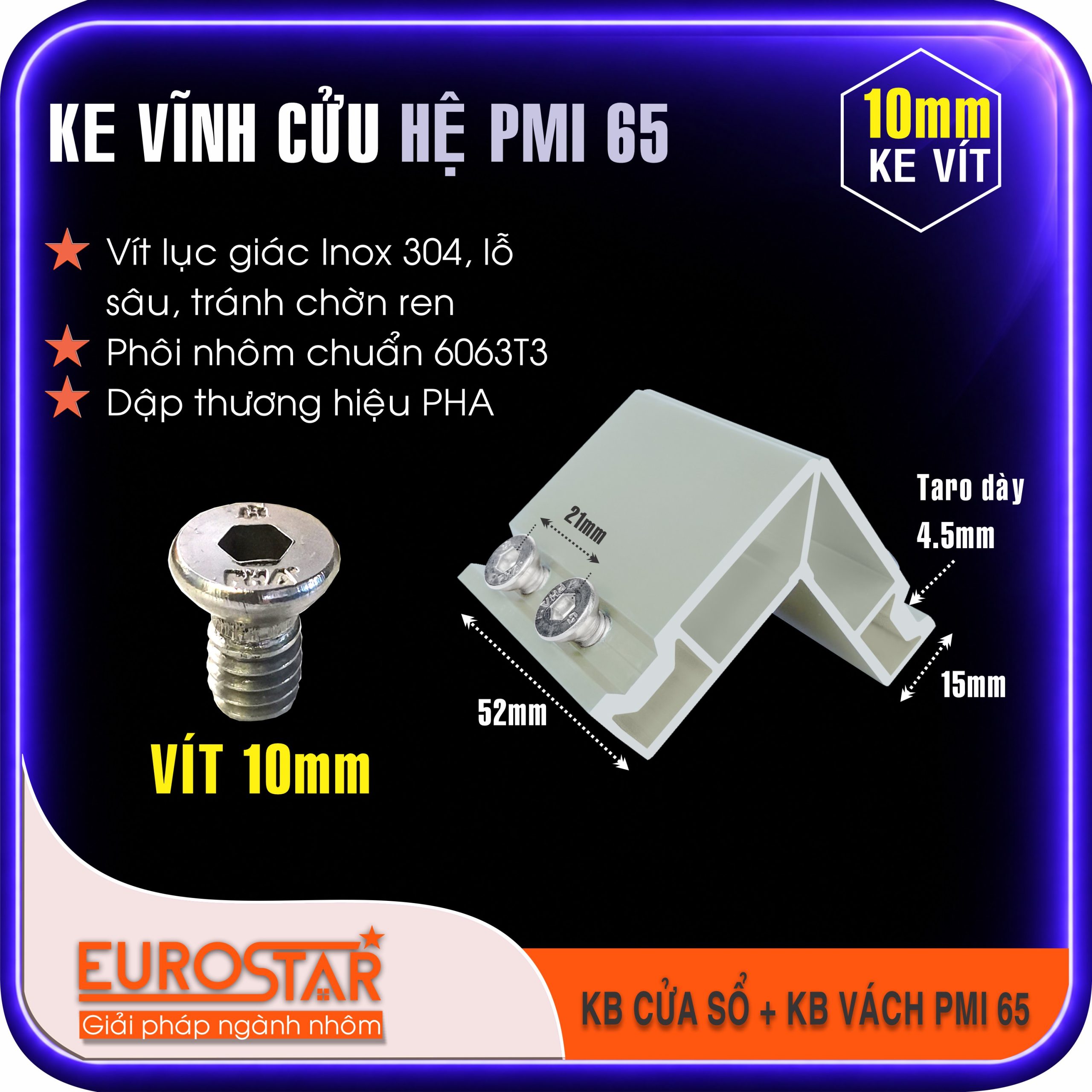 Ke Vĩnh Cửu Hệ Nhôm PMI