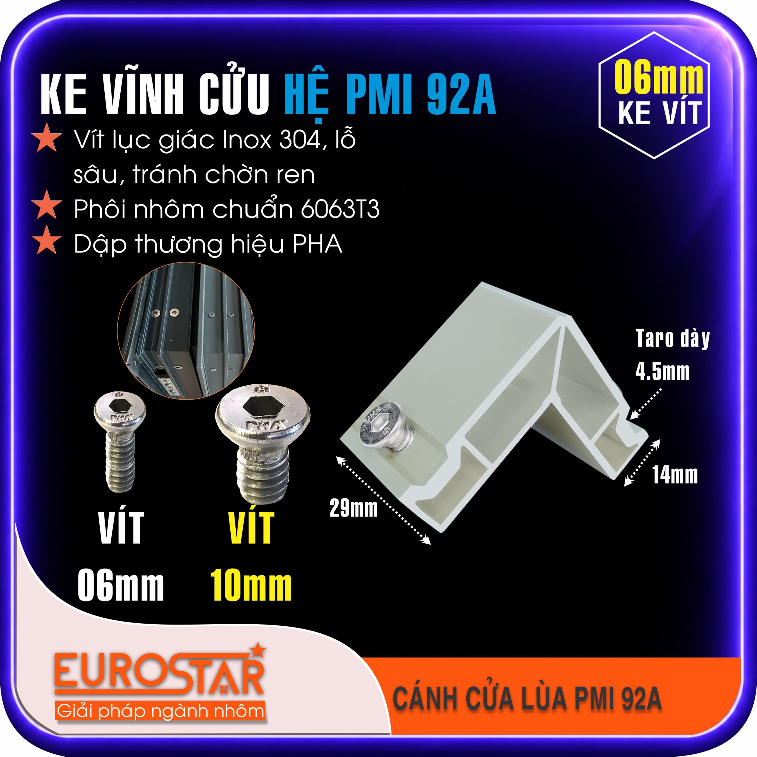 Ke Vĩnh Cửu 6mm Nhôm PMI Ke Vĩnh Cửu 6mm Nhôm PMI