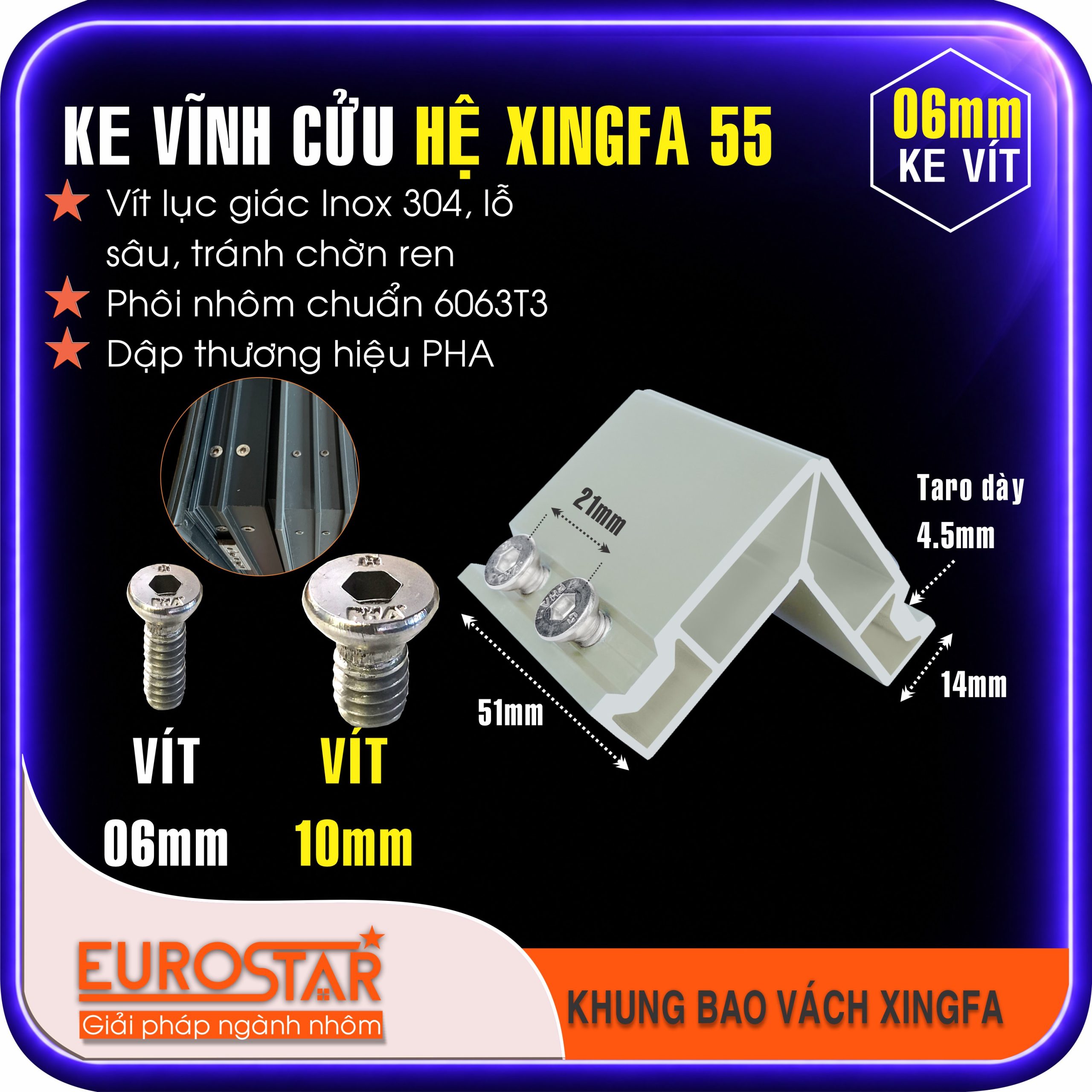 Ke Vĩnh Cửu Vít 6mm Xingfa