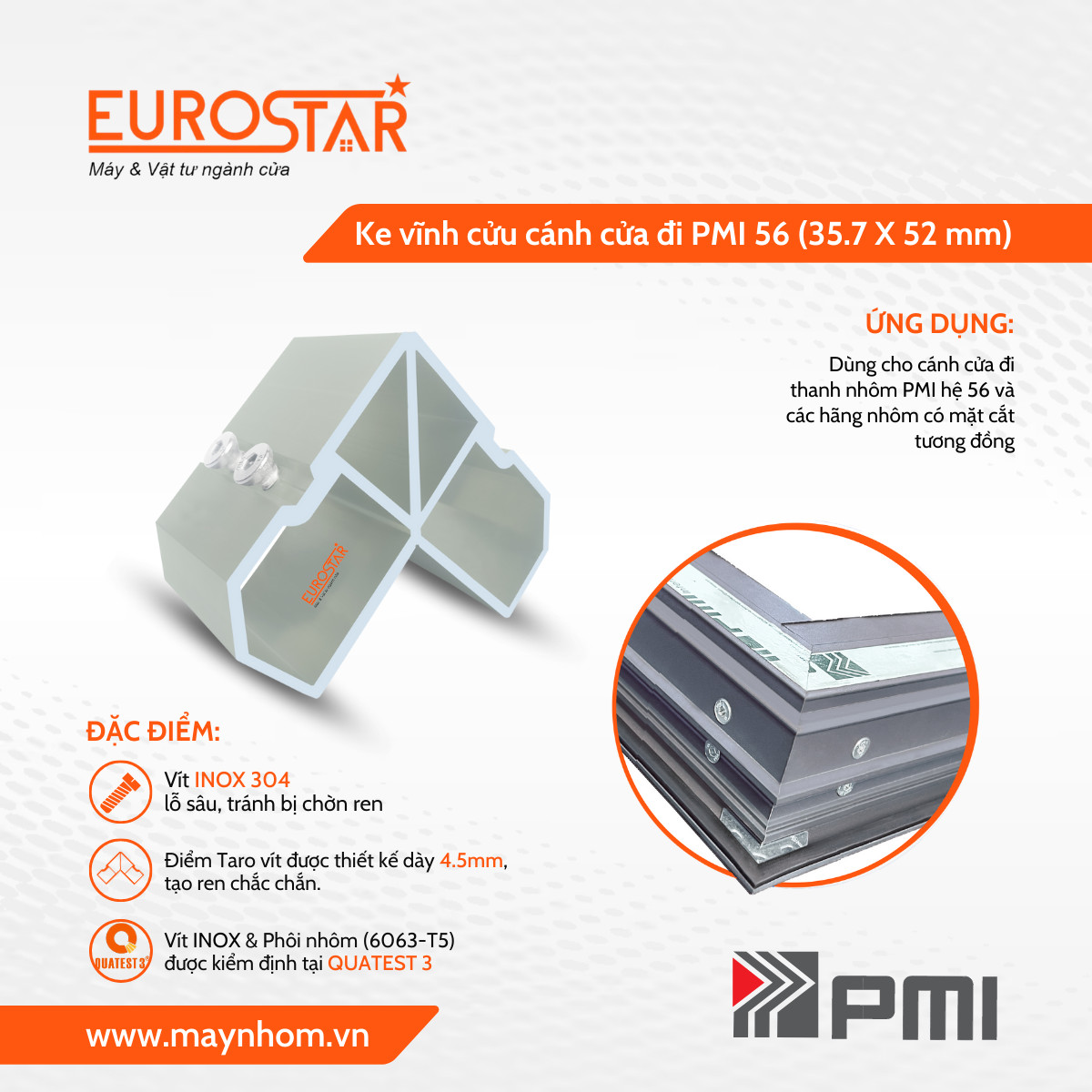 Ke Vĩnh Cửu Hệ Nhôm PMI