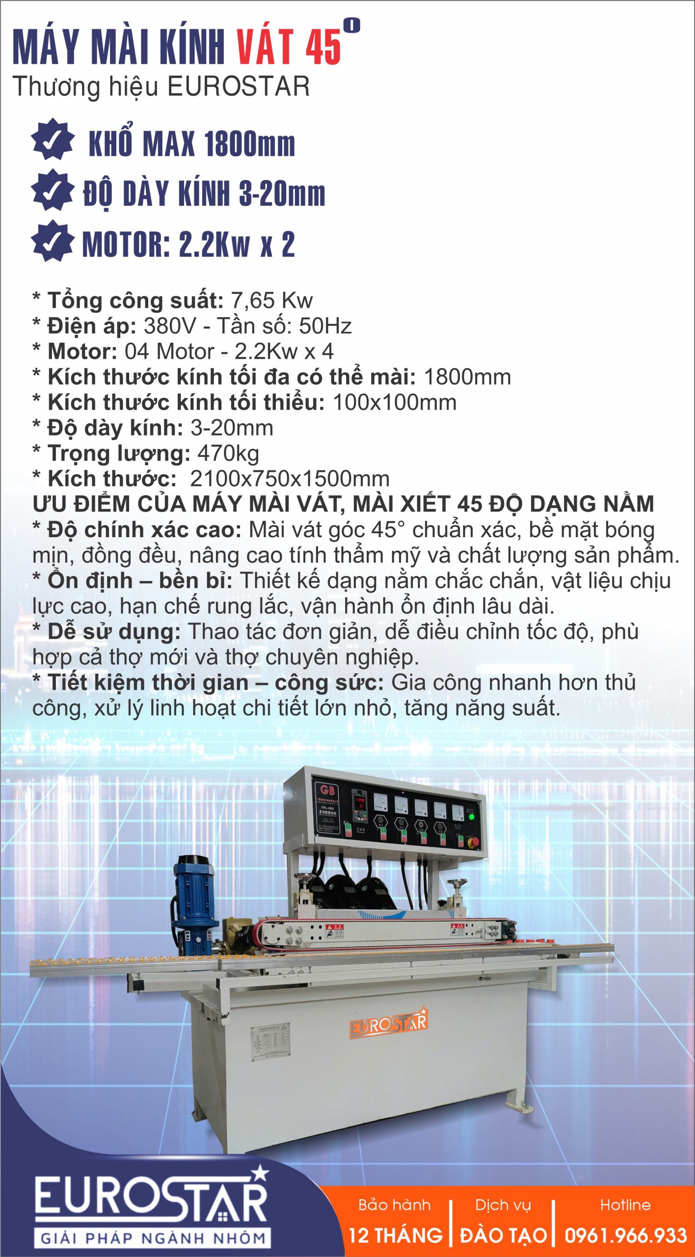Máy Mài Kính Vát 45 Độ